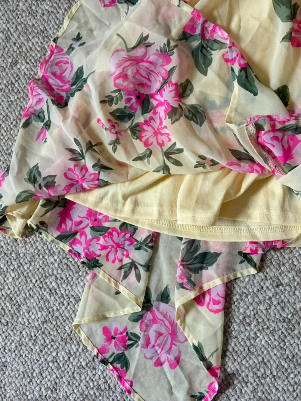 Children's Place Yellow Pink Flower Floral Girls Flared Asymmetry Dress 7 8 - Picture 5 of 9